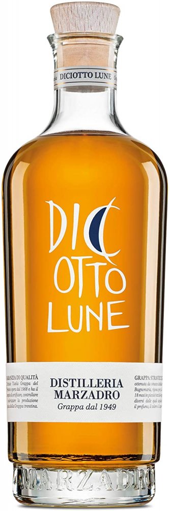 18Lune 41% in 0,7 der Grappa Marzadro Holzkiste , L,